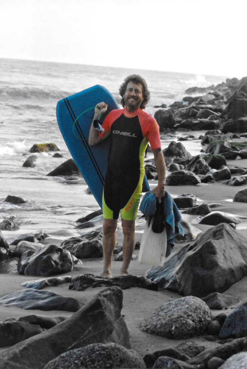 Alfred Kim Guggenheim Boadyboarding at Sunset Beach